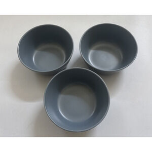 Set of 3 Stoneware Ikea of Sweden Bowls 12011 Dishes MATTE Finish Gray Blue
